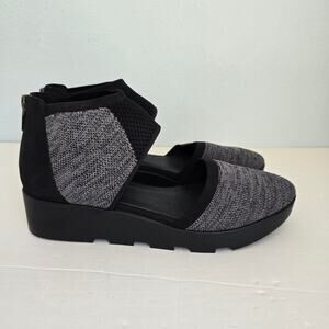 Eileen Fischer Ogden Stretch Knit Wedge Shoes Women's 9.5 Black Minimalist